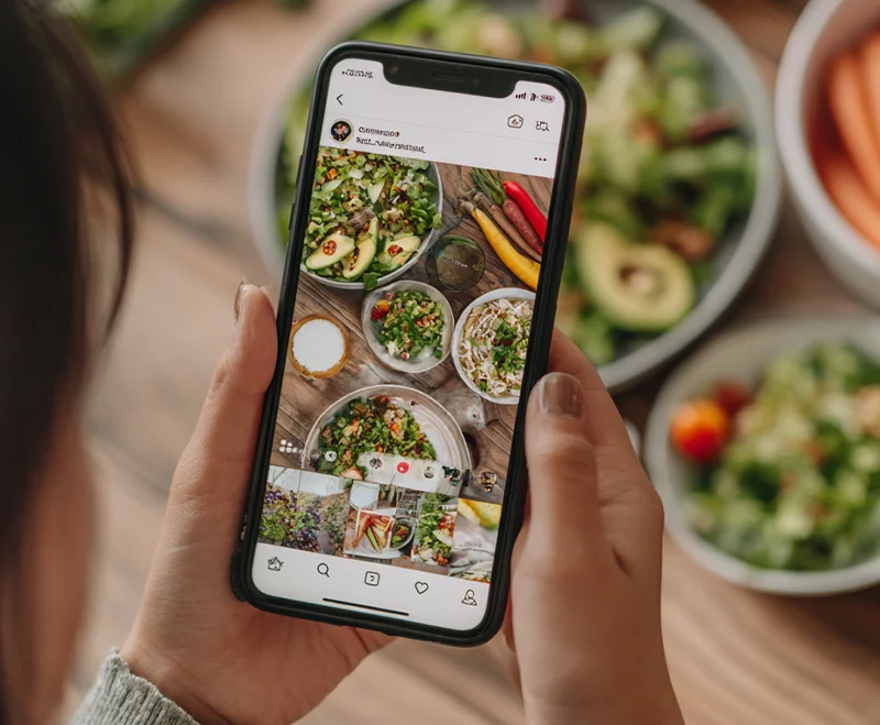 Social media posts featuring professionally enhanced food photography